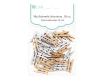 kolíčky dřevěné 2,5cm 30ks - zlaté a stříbrné