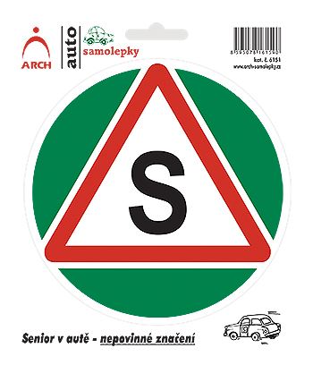 samolepka "S" - "Senior v autě"