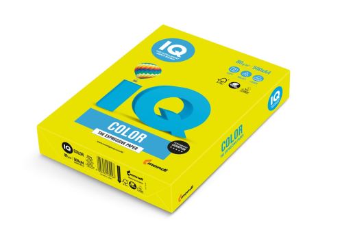 Barevný papír IQ A4 80g. neon - žlutá