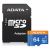 MicroSDHC 64GB ADATA 100MBps/ UHS-I U1 / Class 10/ + Adaptér