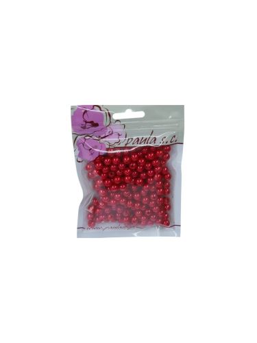 korálky navlékací plastové, 8mm - perleťově červená